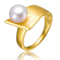 Pear Shape Freshwater Pearl Linear Ring In 14K Gold Over Sterling Silver