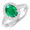 1.92ctw Green Emerald and Diamond 14K White Gold Halo Ring