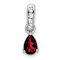 Rhodium Over 10k White Gold 0.5 cttw Pear Garnet and Accent Diamond Pendant