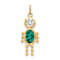 10k Yellow Gold Green Emerald Simulant May Birthstone and Clear Cubic
Zirconia Boy Charm