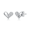 Pave CZ Heart Stud Earrings In White Gold Over Sterling Silver
