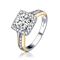 CZ Halo Ring In Two-Tone Sterling Silver 1.78ctw