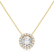 14K Yellow Gold Necklace Round HaloCubic Zirconia Solitaire1.25CTW 18
Inch .60mm Box Link Chain