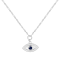 Sapphire and Moissanite Rhodium Over Sterling Silver Evil Eye Necklace