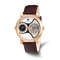 Charles Hubert Men's Rose IP-plated Leather Band 46mm Dual Time Watch