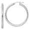 Rhodium Over Sterling Silver 3.00mm Diamond-cut Hoop Earrings