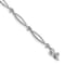 Rhodium Over 14k White Gold Diamond Heart and Oval Link Bracelet