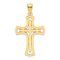 14k Yellow Gold Polished Double Cross Pendant