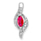 Rhodium Over 10k White Gold Diamond and 0.25 cttw Marquise Ruby Pendant
