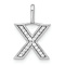 14K White Gold Diamond Lower Case Letter X Initial Pendant
