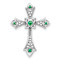 Rhodium Over 14k White Gold Emerald and Diamond Fleur de Lis Cross Chain
Slide Pendant