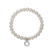Freshwater Pearl And CZ Charm Stretch Bracelet In Sterling Silver