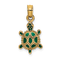 14k Yellow Gold 3D Green Enamel Land Turtle Pendant