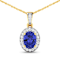 1.09ctw 14K Yellow Gold Tanzanite and White Diamond Pendant with 18 inch
Cable Chain