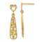 14k Yellow Gold Diamond-Cut Teardrop Heart Dangle Earrings