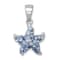 Rhodium Over Sterling Silver Polished Blue Crystal Starfish Pendant