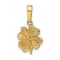 14K Yellow Gold Polished and Textured 4-Leaf Clover Pendant