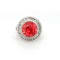 7.80 Cts Rhodochrosite and 1.52 Cts White Diamond Ring in 18K WG