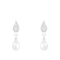 8-8.5mm White Cultured Freshwater Pearl Rhodium Over Sterling Silver Earrings