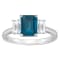 8x6mm Emerald Cut London Blue Topaz And White Topaz Rhodium Over
Sterling Silver 3-Stone Ring