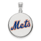 Rhodium Over Sterling Silver MLB LogoArt New York Mets Enamel Pendant