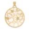 14K Yellow Gold Pink and White MOP Reversible Circle with Flowers Pendant
