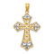 14K Two-tone Gold  Diamond-Cut Polished Filigree Cross Pendant