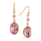 Gold Tone Pink Oval Crystal Wire Earrings