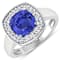 2.47ctw Violet Tanzanite and Diamond 14K White Gold Halo Ring