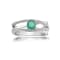 Round Emerald with White Sapphire Accents Sterling Silver Crossover Open
Design Ring, 0.65ctw