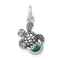 Rhodium Over Sterling Silver Antiqued Crystal Hatching Turtle Pendant