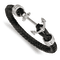 Black Braided Leather and Stainless Steel Polished Anchor 8.5-inch Bracelet