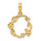 14K Yellow Gold Polished Floral with Bird Circle Pendant