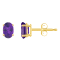 6x4mm Oval Amethyst 14k Yellow Gold Stud Earrings