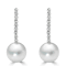 14KW  9mm Akoya White Pearl Drop Earrings, 0.27 ctw Diamond
