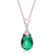 Emerald Color CZ Teardrop Pendant In 18K Rose Gold Over Sterling Silver