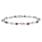Rhodium Over 14k White Gold White Sapphire and Ruby Bracelet