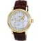 Adee Kaye Men's Mondo White Dial with Yellow Bezel, Brown Leather Strap Watch