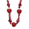Sterling Silver Red Jadeite and Freshwater Pearl Heart Necklace
