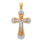 14k Tri-color Gold Diamond-Cut Crucifix Pendant