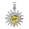 Rhodium Over Sterling Silver Polished Yellow Crystal Sun Pendant