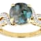 Blue Chalcedony Round And White Zircon Ring In 18K Gold Over Sterling
Silver 2.63ctw