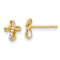 14k Yellow Gold Cubic Zirconia Cross Stud Earrings