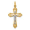 14k Yellow Gold and 14k White Gold Polished Fleur-de-Lis Crucifix Pendant