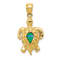 14K Yellow Gold Polished Created Blue Opal Turtle Pendant