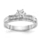 Rhodium Over 14K White Gold AA Quality Trio Engagement Ring 0.13ctw