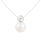 White Cultured Freshwater Pearl and Diamond 14K White Gold Pendant 8-8.5mm
