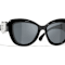 Chanel Black Cat Eye with Silver Tone Heart Detail Frame / Gray Lenses Sunglasses