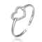 Heart Motif CZ Pave Cuff Bracelet In Sterling Silver