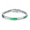 Emerald Color CZ Tennis Bracelet In White Rhodium Over Brass